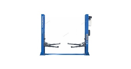 Подъемник двухстоечный 4 т с электростопорами N4120BE-4B_3+2_380 В, синий