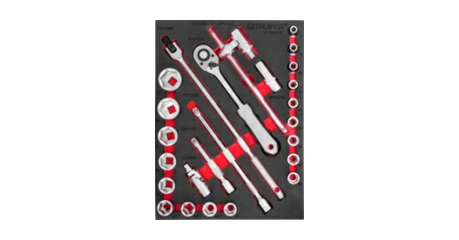 UTS26STE Набор торцевых головок 1/2" с принадлежностями в EVA ложементе 280х375 мм, 26 предметов