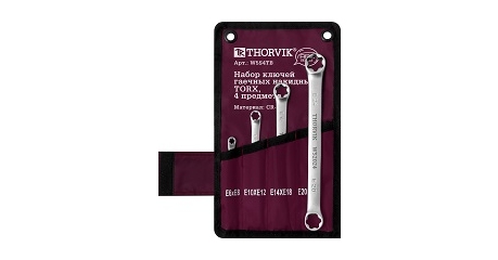 Набор ключей гаечных накидных THORVIK W5S4TB, TORX® серии ARC в сумке, E6-E24, 4 предмета