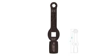 Ключ для тормозных суппортов грузовых автомобилей ударный KING TONY 10B0B-E18 (E18, 3/4