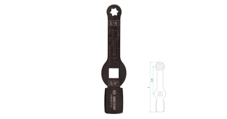 Ключ для тормозных суппортов грузовых автомобилей ударный KING TONY 10B0B-E18 (E18, 3/4")