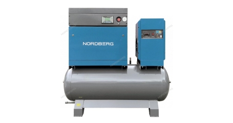 Компрессор винтовой NORDBERG NCB10RD (7,5 кВт, 10 бар, 960 л/мин, ресивер 350 л, IP23, осушитель)
