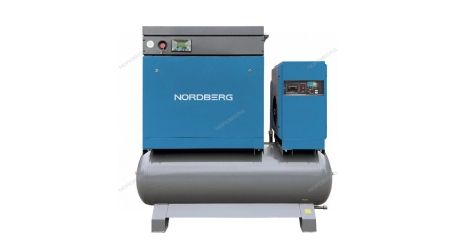 Компрессор винтовой NORDBERG NCB20RD (15 кВт, 10 бар, 2150 л/мин, ресивер 410 л, IP23, осушитель)