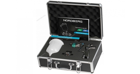 Краскопульт HVLP с верхним бачком, сопло 1,3 мм, алюминиевый кейс NORDBERG NP7015