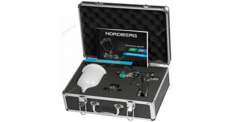 Краскопульт HVLP с верхним бачком, сопло 1,3 мм, алюминиевый кейс NORDBERG NP7015