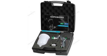 Краскопульт HVLP с верхним бачком, сопло 1,8 мм, пластиковый кейс NORDBERG NP7519