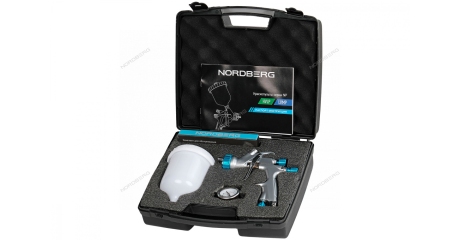 Краскопульт LVMP с верхним бачком, сопло 1,8 мм, пластиковый кейс NORDBERG NP7517