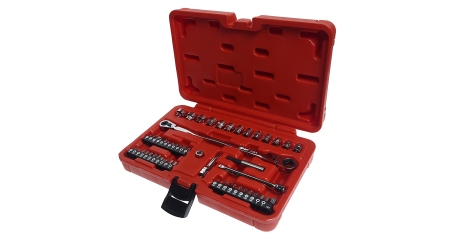 Набор бит и головок торцевых коротких с трещоточным ключом JTC 7726 (1/4