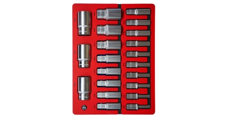 Набор глубоких торцевых головок шестигранные МАСТАК 5-014021 (1/2", 8-36 мм, ложемент, 21 предмет)
