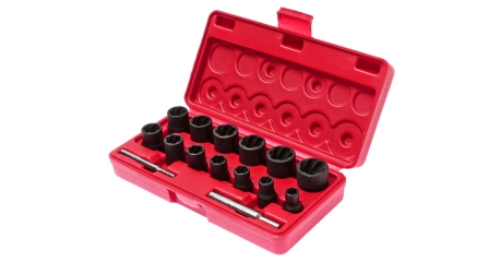 Набор головок для поврежденных болтов и гаек JTC 1321S (8-21 мм, 15 предметов в кейсе)