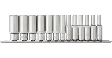 Набор головок торцевых глубоких 12-гранных Thorvik S11S2213SM (1/4"DR на держателе, 4-14 мм, 13 предметов)