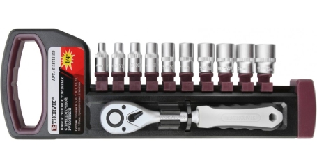 Набор головок торцевых с трещоточной рукояткой Thorvik S11S1111SP (1/4