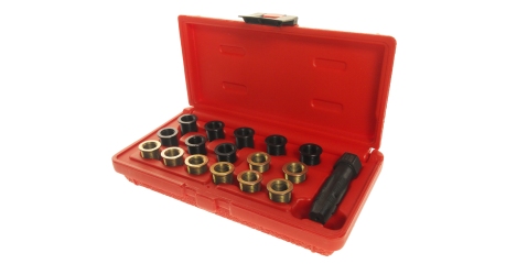 Набор инструментов для восстановления резьбы свечей зажигания JTC 4314 (втулки M12х1,25, L=12,7 мм, 19 мм, 16 шт.)