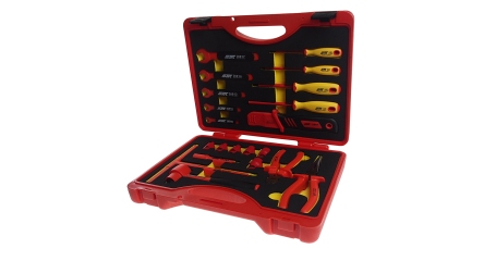 Набор инструментов слесарно-монтажный изолированных в кейсе JTC I017 (22 предмета, 3/8