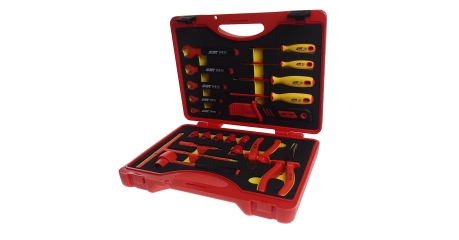 Набор инструментов слесарно-монтажный изолированных в кейсе JTC I017 (22 предмета, 3/8", 10-24 мм)