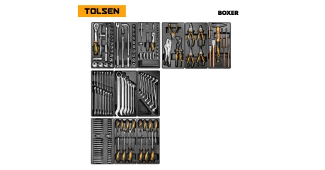 Набор инструментов "BOXER" для тележки TOLSEN TT85415-157 (12 ложементов, 157 предметов)
