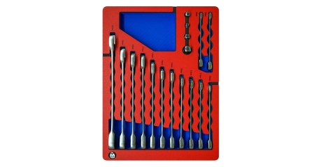 Набор комбинированных трещоточных ключей МАСТАК 5-21317 (8-22 мм, ложемент, 17 предметов)