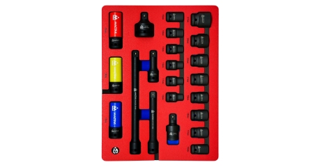 Набор ударных торцевых головок шестигранных МАСТАК 5-054022 (1/2", 10-27 мм, ложемент, 22 предмета)