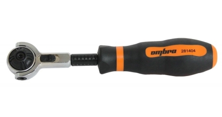 Рукоятка трещоточная Ombra 281404 (1/4DR, с шарнирной головкой, 100 зубцов, 180 мм)