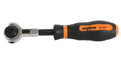 Рукоятка трещоточная Ombra 281404 (1/4DR, с шарнирной головкой, 100 зубцов, 180 мм)"