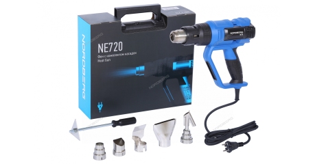 Фен с ЖК-экраном NORDBERG NE720 (6 насадок, в кейсе, 50-650 °С, 2000 Вт)