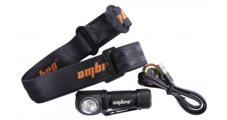 Фонарь светодиодный аккумуляторный налобный со световым пучком Ombra A90066 (350 Лм)