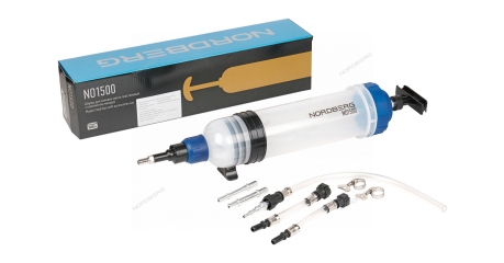 Шприц для заливки масла пластиковый с комплектом насадок NORDBERG NO1500 (1500 мл)