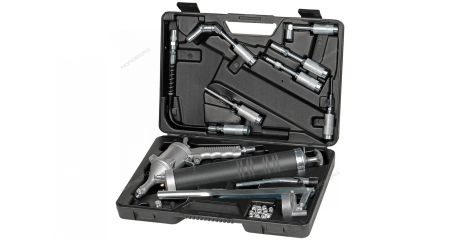 Шприц плунжерный пневматический с поворотом рукоятки и насадками в кейсе NORDBERG NO3404 (400 мл)