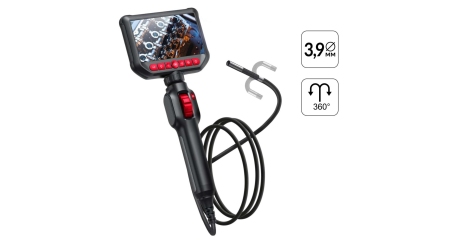 Видеоэндоскоп управляемый, экран 4.3", 2Мп, 1920х1080, 1.5м, зонд 3.9мм, 360° iCartool IC-VC153