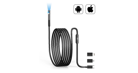 Видеоэндоскоп USB 2 камеры, 2Мп, 1920x1080, 1м, 7.9 мм зонд iCartool IC-V801-2