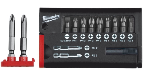 Биты стандартные Milwaukee 12шт в пластиковом кейсе (4932399513)