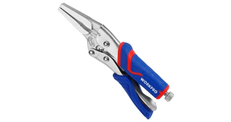 Клещи фиксирующие с длинными носами 165мм проф WP231075 WORKPRO