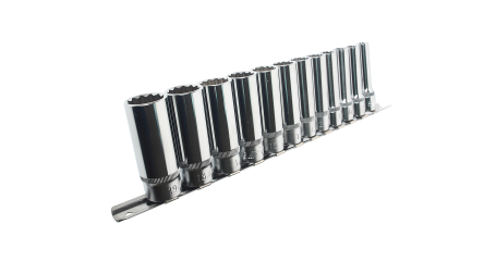 Набор головок торцевых 12-ти гранных  глубоких JTC T312M (на планке, 3/8