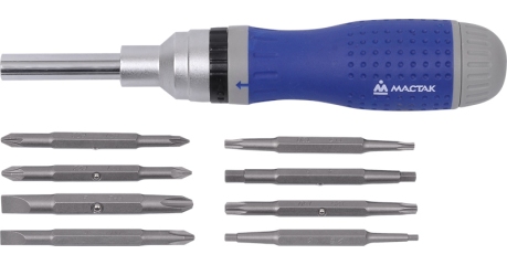 Отвертка со сменными вставками (битами), 19 в 1 МАСТАК 049-19B