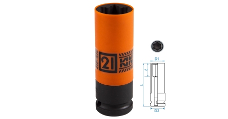 Головка для секретных болтов Hyundai, KIA ударная 1/2, 21 мм KING TONY 9BW4502"