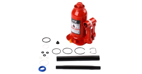 Домкрат гидравлический бутылочный с двумя штоками GTE-TH80402, 4т (h min-170 мм, h max-410 мм, ход штока-180 мм, ход винта-60 мм)