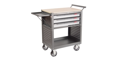 Тележка инструментальная серая с открытым отсеком JTC 5516 (3 секции)