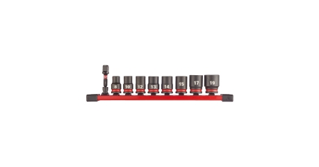 Набор головок ударных Milwaukee 3/8'' (9 шт.), ( 8, 10, 12, 13, 16, 17, 18, 19 + переходник 1/4'' Hex-3/8'' квадрат), (замена для 4932478288) (Арт. 4932480454)
