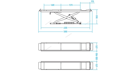 Подъемник 380В ножничный для сход-развала 4,5 тонн синий/серый (опция траверса) NORDBERG N634-4,5