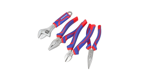 Набор инструментов 4шт (ключ разводной, длинногубцы, бокорезы, пассатижи) WP201009 WORKPRO