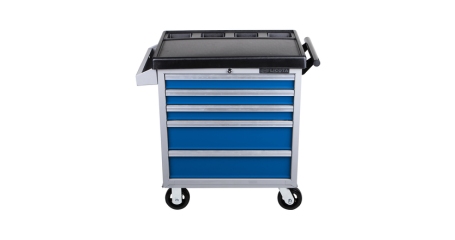 Licota AWX-2602GB-R-ST Тележка инструментальная с карманом, cо столешницей, 5 полок, сине-серая
