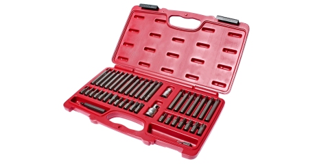 Набор бит HEX, TORX, SPLINE 6-ти гранных JTC 3933 (1/2", 3/8", 2 держателя, 42 предмета в кейсе)