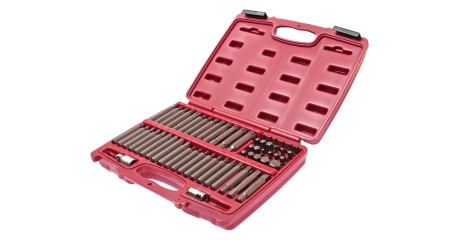 Набор бит HEX, TORX, SPLINE, RIBE 6-ти гранных JTC 3509 (1/2", 3/8", 2 держателя, 58 предметов в кейсе)