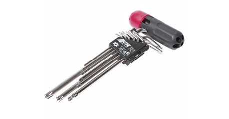 Набор ключей TORX T10Н-Т50H Г-образных с отверстием JTC 3924 (9 предметов)
