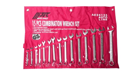 Набор ключей комбинированных в планшете JTC AE2415S (6-21 мм, 15 предметов)