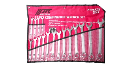 Набор ключей комбинированных в планшете JTC AE2417S (8-27 мм, 17 предметов)