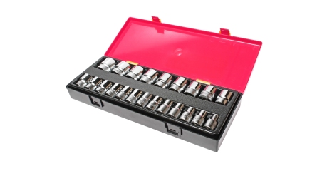 Набор головок торцевых 12-ти гранных JTC K4222 (1/2", 08-32 мм, 22 предмета в кейсе)
