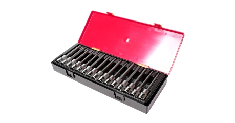 Набор головок и бит-головок JTC K4152 (1/2", TORX, HEX, SPLINE, 15 предметов в кейсе)