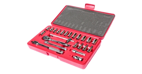 Набор головок торцевых и насадок  6-ти гранных JTC H223B (1/4", 4-13 мм,Т20-Т40, 23 предмета в кейсе)