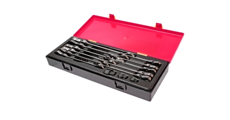 Набор ключей комбинированных трещоточных с подвижной головкой JTC K6142 (8-19 мм, 14 предметов в кейсе)